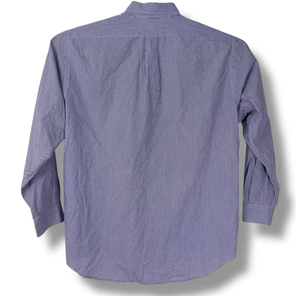 Ralph Lauren Yarmouth‎ Shirt Mens Large 16.5 Blue Purple Micro Check Button Down